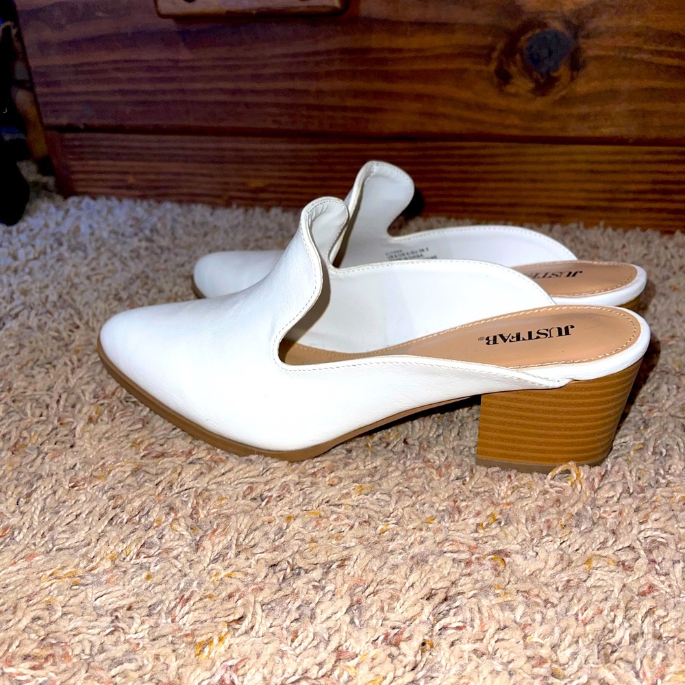 White heeled loafers